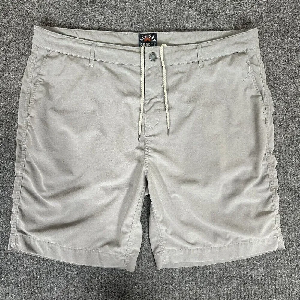 Faherty All Day Shorts Mens‎ 38 (40) Grey Chino Drawstring Casual 9